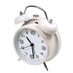 jiemei 4” Twin Bell Alarm Clock Battery Operated, Loud Mechanical Wind-Up Alarm Clock with Stereoscopic Dial, Nightlight, Non Ticking(White)