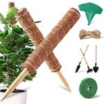 31.4'' Moss Pole Plant Support, 2Pcs 15.7'' Coir Totem Plant Pole for Monstera, Lovsumer Coco Coir Moss Pole for Potted Plants, Stackable Plant Climbing Sticks for Indoor Creepers Plant, Ivy Pothos