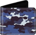 sundee Wallet for Boys with Zip Coin Pocket, Bi-Fold Slim Leather Purses for Men, Cartoon Cool Wallet with Cash ID Card Holder for Fans Teenagers Kids Birthday Gifts -Camo Blue