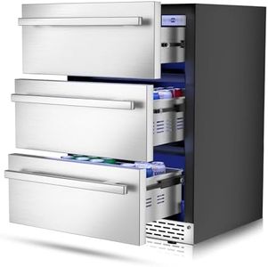 RLPI 3 Drawer Outdoor Beverage Refrigerator Undercounter, Hold 180 Cans 24 inch Weather Proof Stainless Steel Beverage Fridge, Built-in & Freestanding Beverage Cooler Fridge for Soda, Beer, Fruit