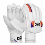 DSC Krunch Bull 31 Men's Leather Cricket Batting Gloves (Right Hand, White Orange)