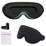 360 RELIEF Sleep Eye Mask - 100% Blackout, Zero Eye Pressure, Adjustable Strap & Ear Plugs - Ideal Eye Mask for Sleeping, Travel Essentials for Women & Men + Laundry Bag