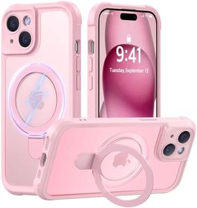 MOCCA Design for iPhone 15 Case with Magnetic Invisible Stand [Full Camera Protection] [Compatible with Magsafe] Military Drop Shockproof Translucent Matte Phone Case Cover 6.1",Pink