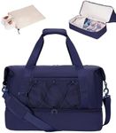 sportsnew Travel Duffel Bag, Sports Gym Bag with Shoe Compartment and Wet Pocket, Weekender Overnight Bag for Women Men, Large Water Resistant Carry on Tote Bags, Navy Blue, patent pending