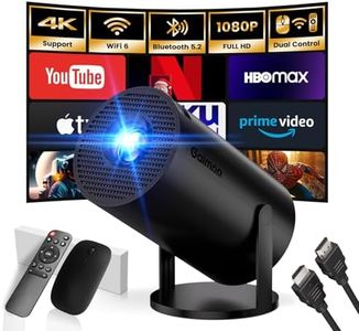 2025 Newest Mini Projector 1080P FHD 4K Support Projector with Mouse Portable Projector with WiFi and Bluetooth 180° Adjustable Auto Keystone HDMI/TV Stick/USB/PS5/Laptop, with HDMI Cable & Mouse