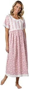 The 1 for U Cotton Victorian Nightgown - Women's Nightgowns & Sleepshirts, Helena 100% Cotton Gown, Pink Floral, Small