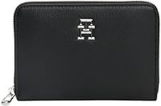 Tommy Hilfiger Women's TH Essential SC MED ZA Wallets, Black, One Size