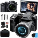 Monitech 64MP Digital Camera for Photography and Video, 4K Vlogging Camera for YouTube with 3’’ Flip Screen,16X Digital Zoom, WiFi& Autofocus,Cameras Strap&Tripod,2 Batteries, 32GB TF Card(S200,Black)