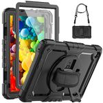 SEYMCY Case for Lenovo M10 3rd Gen 10.1 Inch Case 2022 (TB328FU/TB-328XU), Shockproof Case with Screen Protector, 360° Rotating Stand/Hand Strap, Carrying Strap for Lenovo Tab M10 Case, Black