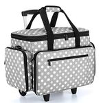 Luxja Sewing Machine Case with Detachable Dolly, Rolling Sewing Machine Tote with Removable Bottom Pad (Fits for Most Standard Sewing Machines), Gray Dots (Bag Only)