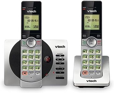 VTech DECT 6.0 Dual Handset Cordless Phone with ITAD, CID, Backlit Keypads and Screens, Full Duplex Handset Speakerphones, Call Block Silver/Black, CS6929-2