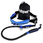 Fabpet Hands Free Dog Lead for Running, Walking and Jogging - Strong Dual D-ring Design up to 60kg, Adjustable Waist Belt with Integrated Pouch