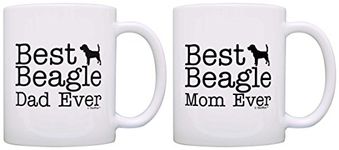 Dog Lover Gift Best Beagle Mom Dad Ever Puppy Supplies Bundle 2 Pack Gift Coffee Mugs Tea Cups White