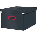 Leitz Click & Store Medium Storage Box, Foldable A4 File Box with Lid, Premium Strong Cardboard Container for Home/Office Filing, Cosy Range, Velvet Grey, 53480089