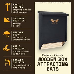 WildYard 2-Chamber Bat House – Outdoor Wooden Shelter for Bats