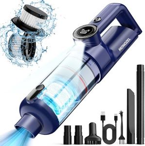 MONOZEL Handheld Vacuum Cordless - Car Vacuum Cleaner with Brushless Motor, 15000Pa Strong Suction Vacuum with LED Light, Type C Port, 2 HEPA Fliters, Portable Hand Vacuum for Home, Office, and Car