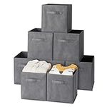 MATANA - Pack Foldable Fabric Cube Storage Boxes, Collapsible Toy Basket for Clothes, Baby, Home and Office Room Organisers - Grey, 27.5cm x 27.5cm x 28cm (8 Pack)