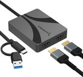 SABRENT Dual HDMI Adapter with DisplayLink for Mac – USB-C/A to Dual Monitor HDMI Adapter, 4K@60Hz Extended Display, Stereo/5.1 Audio, HDCP Support, Aluminium Housing (DA-CA2H)