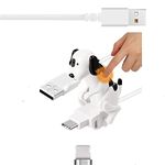 Funny Dog Fast Charger Cable,Upgraded Stray Dog Charging Cable,Portable Charger Touch Moving Dog USB Cable Charger,for iPhone Android Type-C Various Models Phones (White-for iOS)