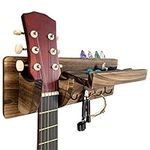 TTCR-II Guitar Wall Hangers Mount,Wooden Guitar Stand Holder Hanger Wall Mount Bracket Rack with 4 Hooks and Pick Holder for Ukulele Violin Bass Electric Guitars Acoustic Classical Guitar Accessories