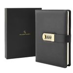 GALLAWAY LEATHER Diary with Lock,Personal Journal with lock for Men and Women,A5 PU Leather Notebook Writing Journal with Lined Paper,Travel Journal in a Gift Box (black)