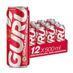 GURU Organic Energy Drink - Original - Enhance your physical and mental Energy - Plant Based Ingredients - Non-GMO - Healthy Energy - Vegan - Low Sugar - Natural Caffeine - 500 ml (Pack of 12)