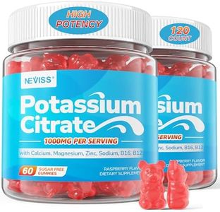 Potassium Citrate 1000mg Gummies, Potassium Magnesium Supplement + Calcium, Zinc, Sodium, Vitamin B6, B12, Support Leg Cramps, Electrolyte Balance, Body Performance, Energy Boost, Sugar Free, 120 Cts