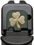 Milspin CNC Engraved Slide Back Plate Compatible with Glock Gen 1-5, Models G43 G43X and G48 | Shamrock (Green on Brass) | Veteran Crafted in USA