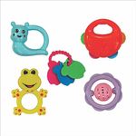 KEBY BEBY Colorful Pack of 5 Non-Toxic Baby Rattles Set BPA-Free Gift Set for New Born, Girls, Boys (AKB 05 C)