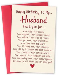 Romantic Birthday Card Gift for Husband, Unique Husband Birthday Card from Wife, Thank You Husband Bday Card, Happy Birthday To My Husband