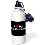 3dRose wb_16589_1 "I Love My Ex Husband" Sports Water Bottle, 21 oz, White