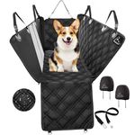 Meadowlark Premium Hammock Dog Car Seat Cover for Back Seat w/Mesh Window, Non-Slip, Water Repellant Pet Car Dog Seat Covers for Cars & Trucks w/Dog Accessories: Dog Seat Belt & 2 Headrest Covers