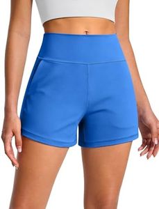 BAYDI Clouduxi Athletic Shorts for Women High Waisted 3 Inch Wide Leg Workout Running Yoga Shorts with Pockets Electric Blue