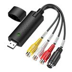 Audio Video Grabber USB 2.0, USB Video Capture Plug & Play Audio Video Converter, Video Adapter for Editing Hi8 VHS to DVD Digitize with Scart/AV Converter Adapter for Mac and Windows 10