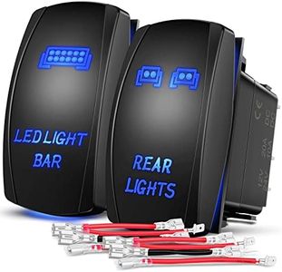 Nilight 2 Pack Rear Lights Rocker Switch Led Light Bar Rocker Switch 5Pin Laser On Off SPST switches 20A/12V 10A/24V Switch Blue with Jumper Wires Set for Cars Trucks RVs