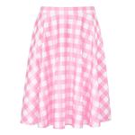 HDE Skirts for Women - Midi Skirt Skater Skirt Knee Length High Waist Fun Prints, Pink Gingham, X-Large