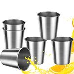 QUCUMER 6 Pcs Stainless Steel Cup, 8Oz/230ml Shatterproof Metal Cups Reusable Metal Beer Tumbler Mug Stackable Drinking Cups Metal Drinking Glasses for Camping,Hiking, Outdoor, Indoor Activities