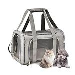 Cat Carrier Soft, Pet Carrier Airline Approved for Cat, Cat Travel Carrier, Soft Sided Collapsible Breathable Cat Carrier for Small Medium Cat, Portable Puppy Carrier, Grey Small