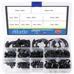 Glarks 328-Pieces 9 Size Black Alloy Steel E-Clip External Retaining Ring Washer Assortment Set