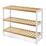 KEPLIN 3 Tier Natural Bamboo Shoe Rack Easy Assembly & Strong Design Shelf Organiser Ideal for Bedroom,Bathroom,Hallway & Small Spaces Large Capacity Up to 12 Pairs of Shoes(55x70x25cm)