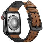 Mifa Compatible W/ Apple Watch band 5 4 40mm 38mm Series 3 2 1 Hybrid Sports band Dark Brown vintage Leather Bands Replacement straps Sweatproof classic dress iwatch nike space black grey gray men women HB 38/40mm Brown