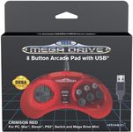 Retro-Bit Official Sega Mega Drive USB Controller 8-Button Arcade Pad for Sega Genesis Mini, Switch, PC, Mac, Steam, RetroPie, Raspberry Pi - USB Port (Crimson Red) (Nintendo Switch)