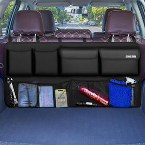 Einesin Organisateur Coffre Voiture Rangement, Multipurpose Organisateur de Coffre Sacs de Coffre de Voiture Pliables, Tissu Oxford imperméable(110 x 52 cm/noir)