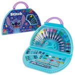 Disney Stitch Kids Art Set 40 Plus Pieces Disney Princess Kids Colouring Sets Paints Colouring Pencils Markers Crayons Travel Art Supplies Gifts for Kids (Blue Stitch Set)