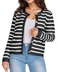 wkwmrpet Chandail Femme Open Front Striped Knitted Sweater Cardigan Knitwear Black S