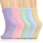 QKURT 5 Pairs Fluffy Socks, Winter Slipper Socks Fuzzy Bed Socks Cosy Sleep Socks Supper Warm House Socks for Women Girls