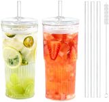 Puraville 2 Pack 20oz Glass Cups wi