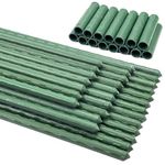 30PCS Garden Stakes,11mm x 40cm Green Plant Support Sticks with Straight Connecting Pipe,Plants Growing Sticks,Garden Canes Vine Support Stakes for Vegetables,Plants,Shrubs and Pea