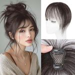 Bangs Hair Clip Human Hair,TESS Clip on Bangs,Invisible Clip in Bangs Human Hair for Women,3D Air Bangs Hair Topper for Women Human Hair,10g Lightweight Hair Extensions for Women 8 inch Dark Brown