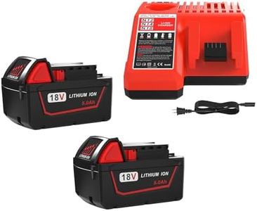 2 Pack 5.0Ah Replacement for Milwaukee M18 Lithium ion Battery 48-11-1850 and Charger Combo, Compatible with Milwaukee M18 Cordless Power Tools 18V Lithium Battery, and Milwaukee 18V Battery Charger